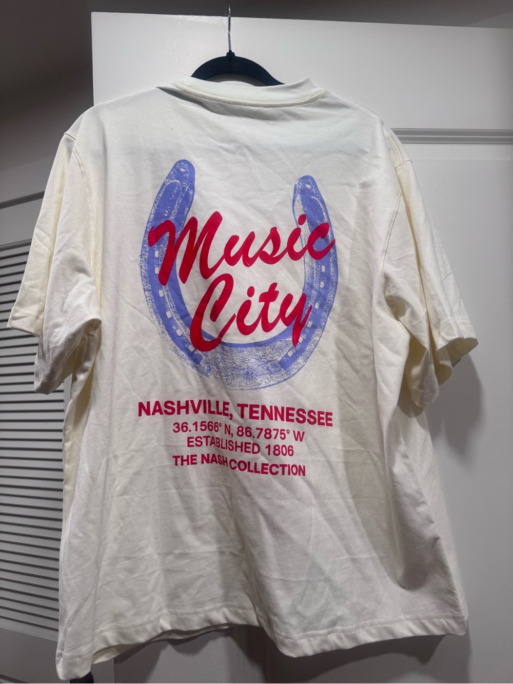 Music City Short-Sleeve Tee - Cream with Blue & Red Print